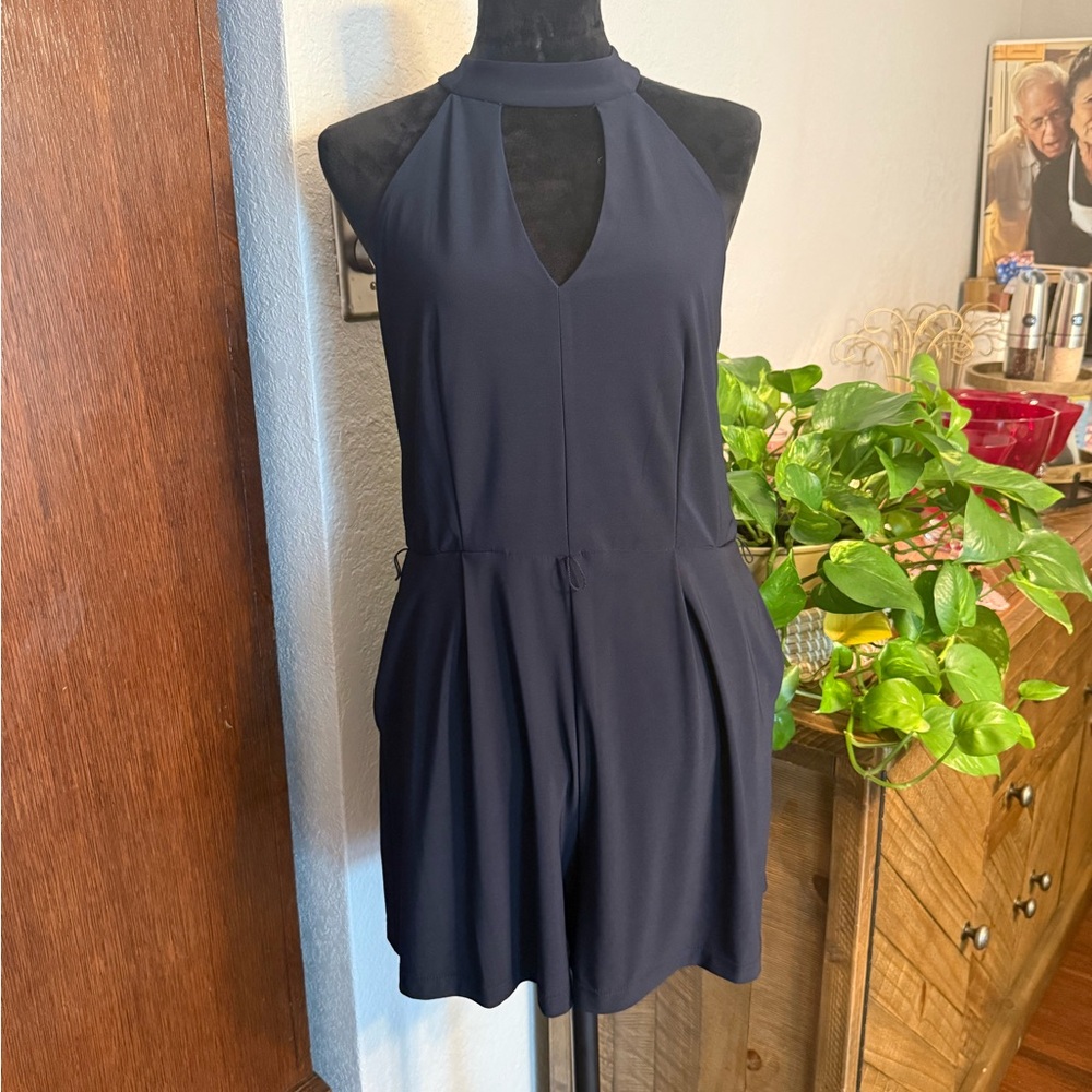 Emma & Michele Midnight Blue Halter Jumpsuit